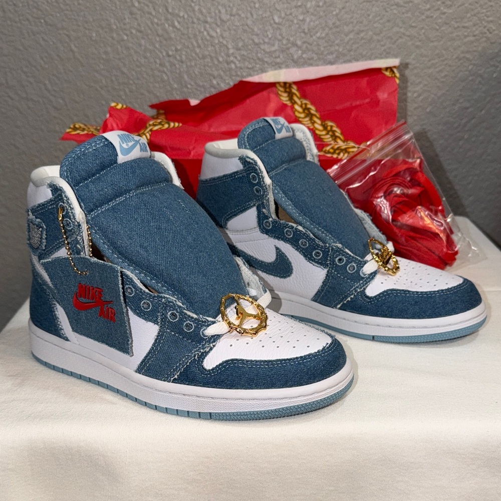 Nike Red and Gold Chain Design Sneakers